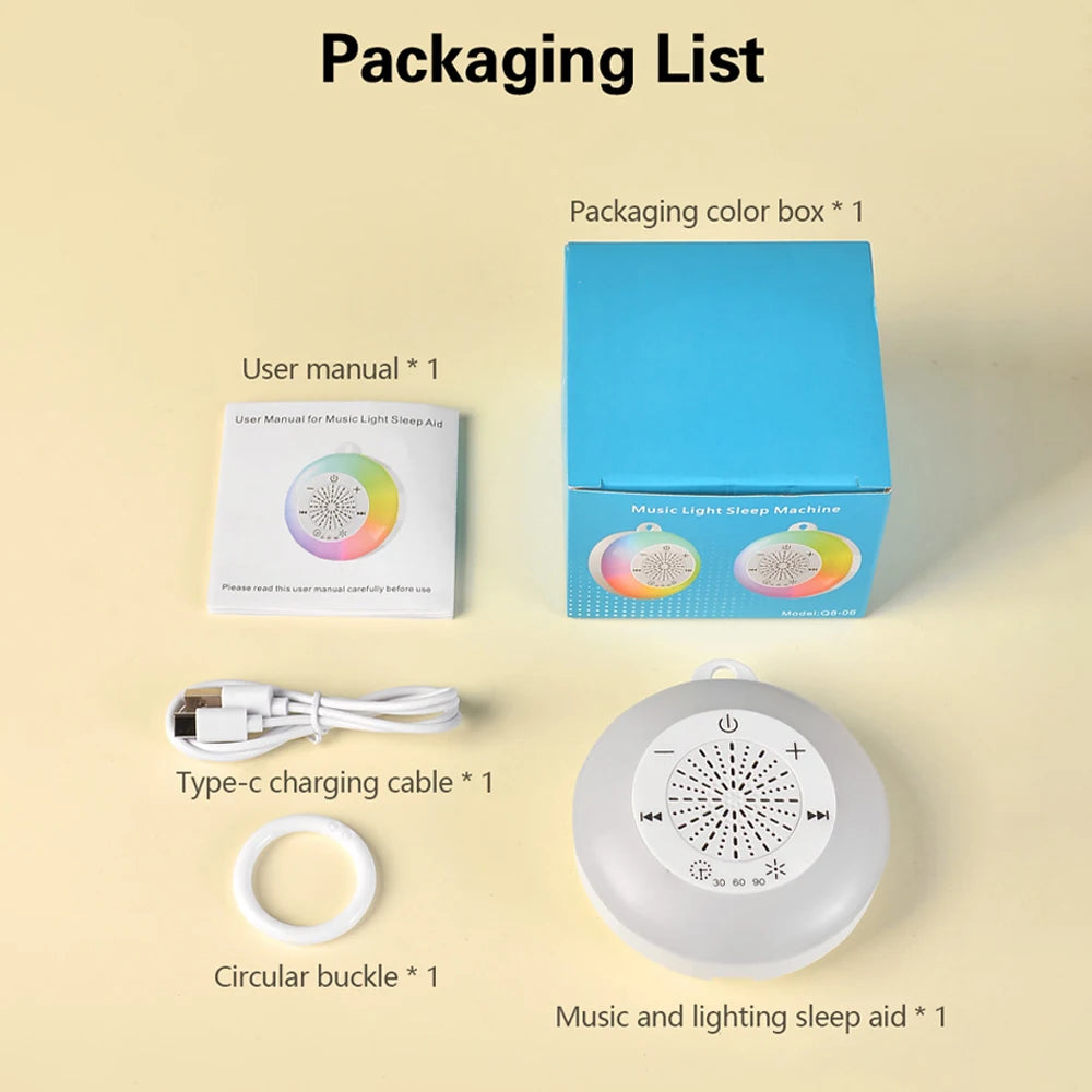 Machine à bruit blanc pour bébé, Rechargeable par USB, arrêt temporisé, 22 chansons, sons apaisants, aide au sommeil, pour bébés et adultes