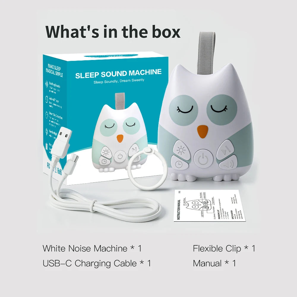 Machine à bruit blanc portable, assistant de sommeil pour bébé, détection intelligente des pleurs, 15 sons apaisants, veilleuse, minuterie, cadeau de naissance
