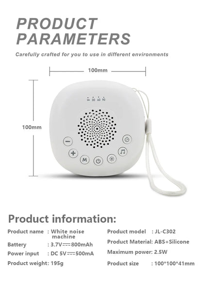 Machine à son Portable pour bébé, 6/10/20 chansons, bruit blanc, sons apaisants, Volume réglable, batterie Rechargeable intégrée