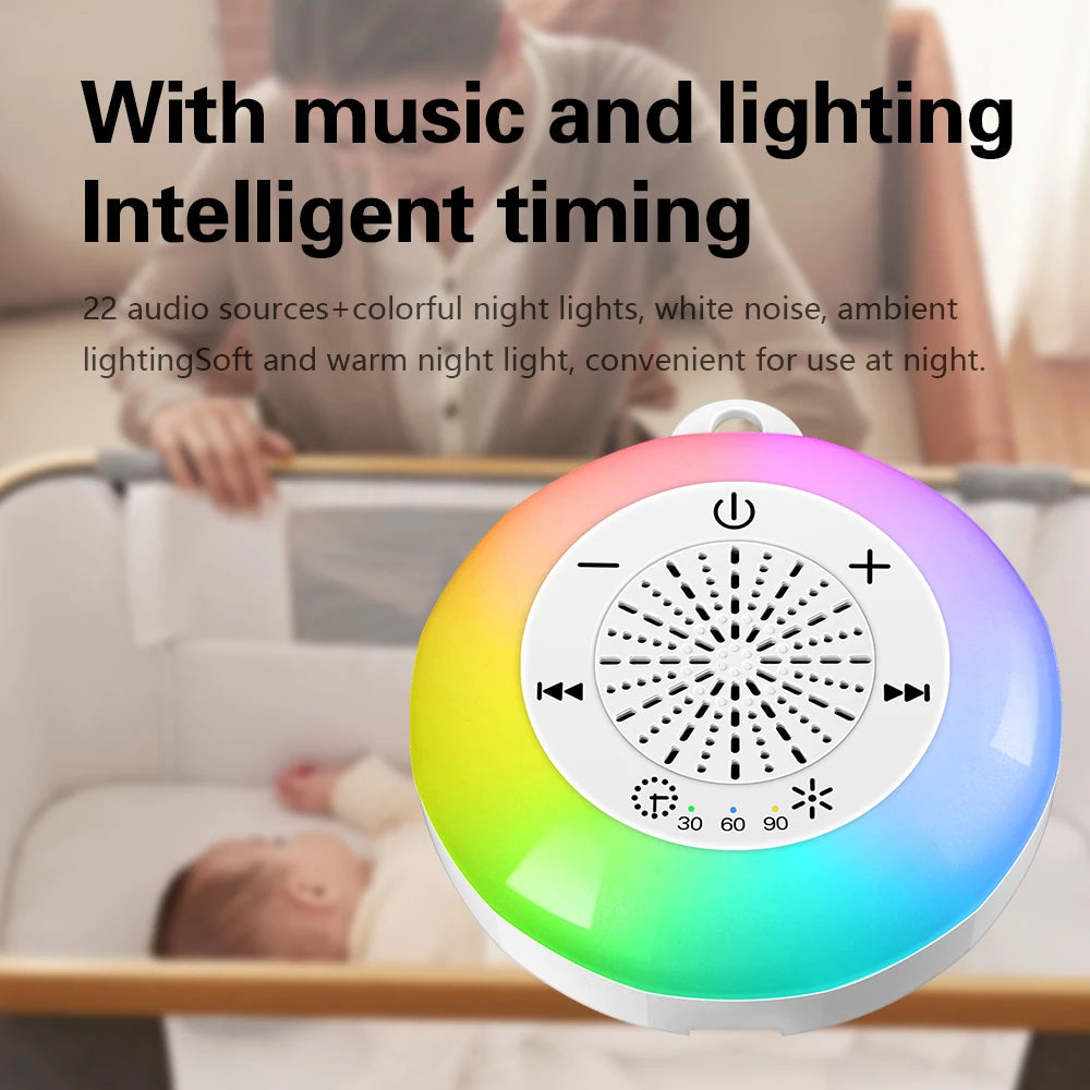 Machine à bruit blanc pour bébé, Rechargeable par USB, arrêt temporisé, 22 chansons, sons apaisants, aide au sommeil, pour bébés et adultes