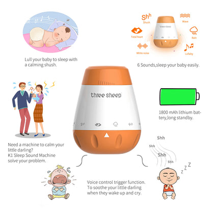 Machine à bruit blanc pour bébé, musique intelligente, capteur vocal, aide à mauvais sommeil, thérapie, moniteur sonore, générateur pour bébés, jouet relaxant