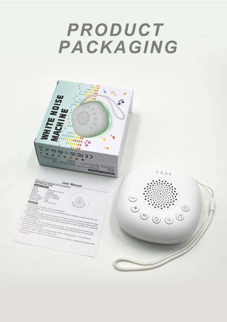Machine à son Portable pour bébé, 6/10/20 chansons, bruit blanc, sons apaisants, Volume réglable, batterie Rechargeable intégrée