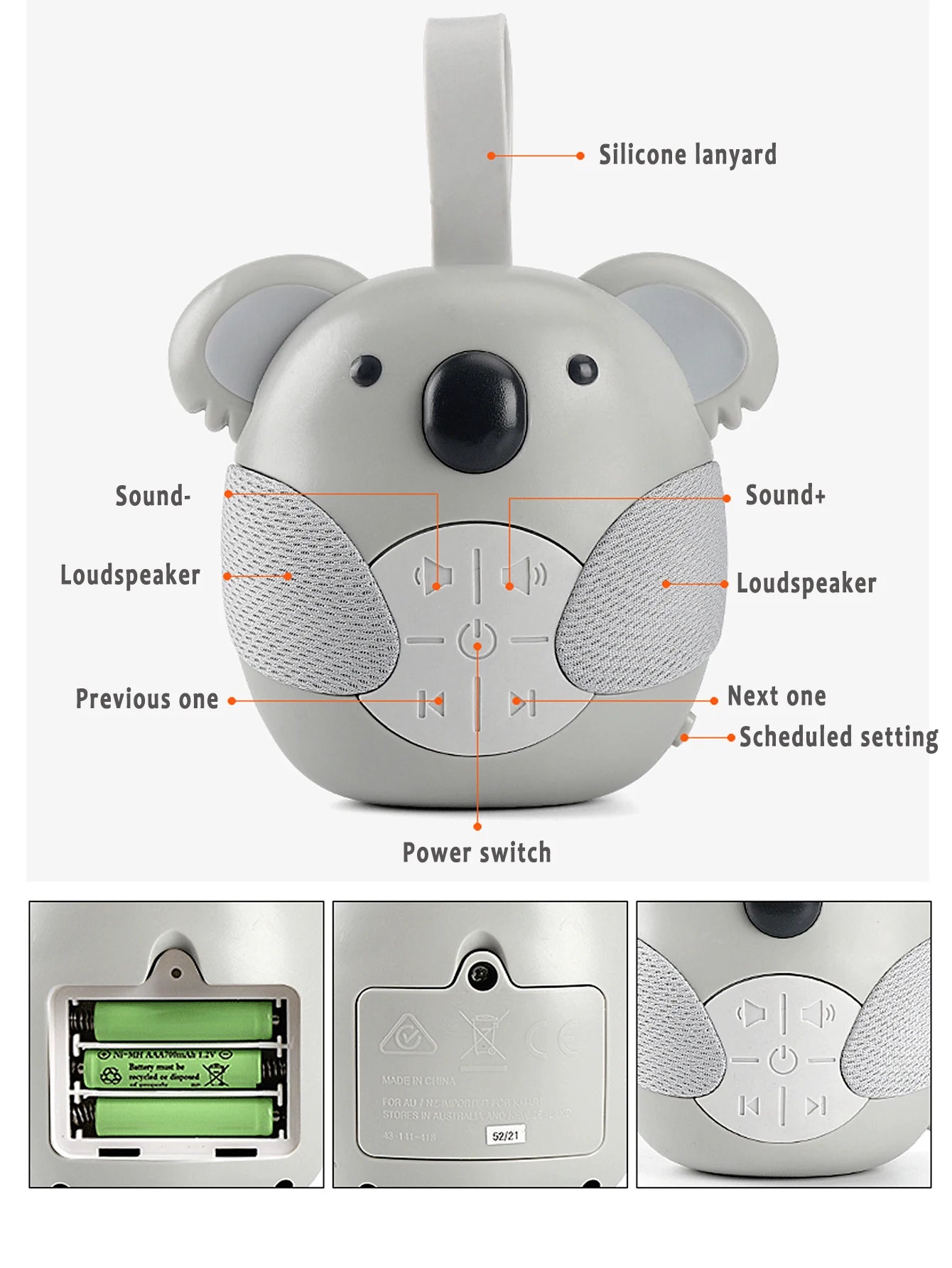 Lecteur de musique Koala pour nourrissons et jeunes enfants pour aider à dormir, instrument de sommeil pour apaiser les bébés à dormir