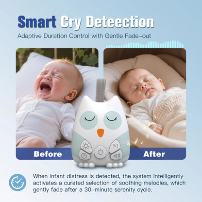 Machine à bruit blanc portable, assistant de sommeil pour bébé, détection intelligente des pleurs, 15 sons apaisants, veilleuse, minuterie, cadeau de naissance