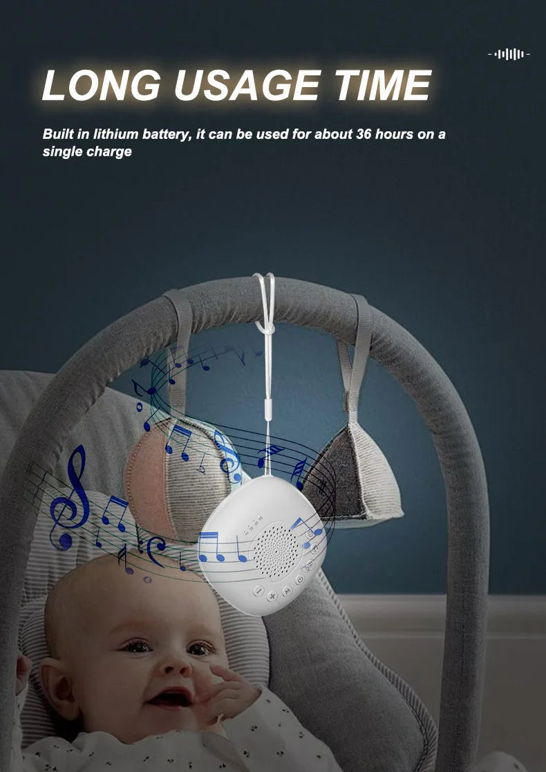 Machine à son Portable pour bébé, 6/10/20 chansons, bruit blanc, sons apaisants, Volume réglable, batterie Rechargeable intégrée